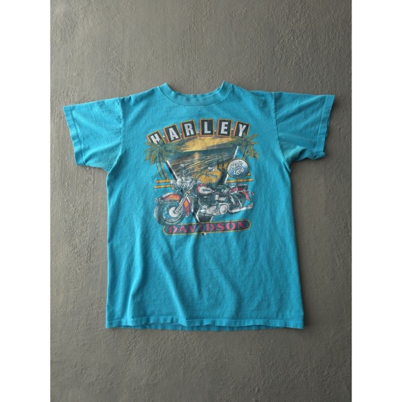 Harley-Davidson Other - Vintage 1990s Harley-Davidson 3D Emblem Blue Single Stitch T-shirt Ontario M